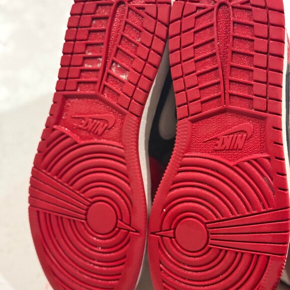 Red, Black & White Big Kids Air Jordan 1 Mid-Rise Shoes - Size 5Y - Picture 3 of 5